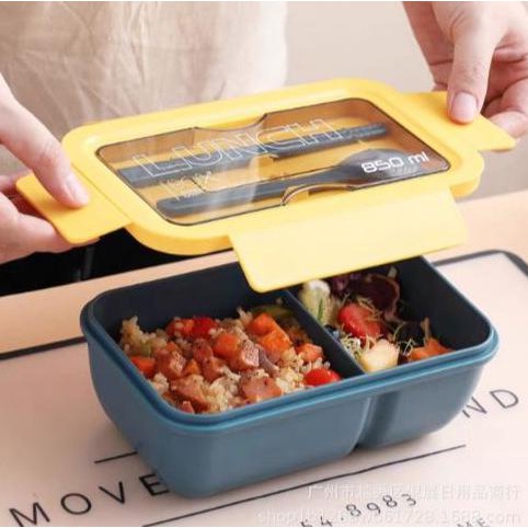 LUNCH BOX BENTO / KOTAK MAKAN / TEMPAT MAKAN TRASPARAN 850 ML BPA FREE