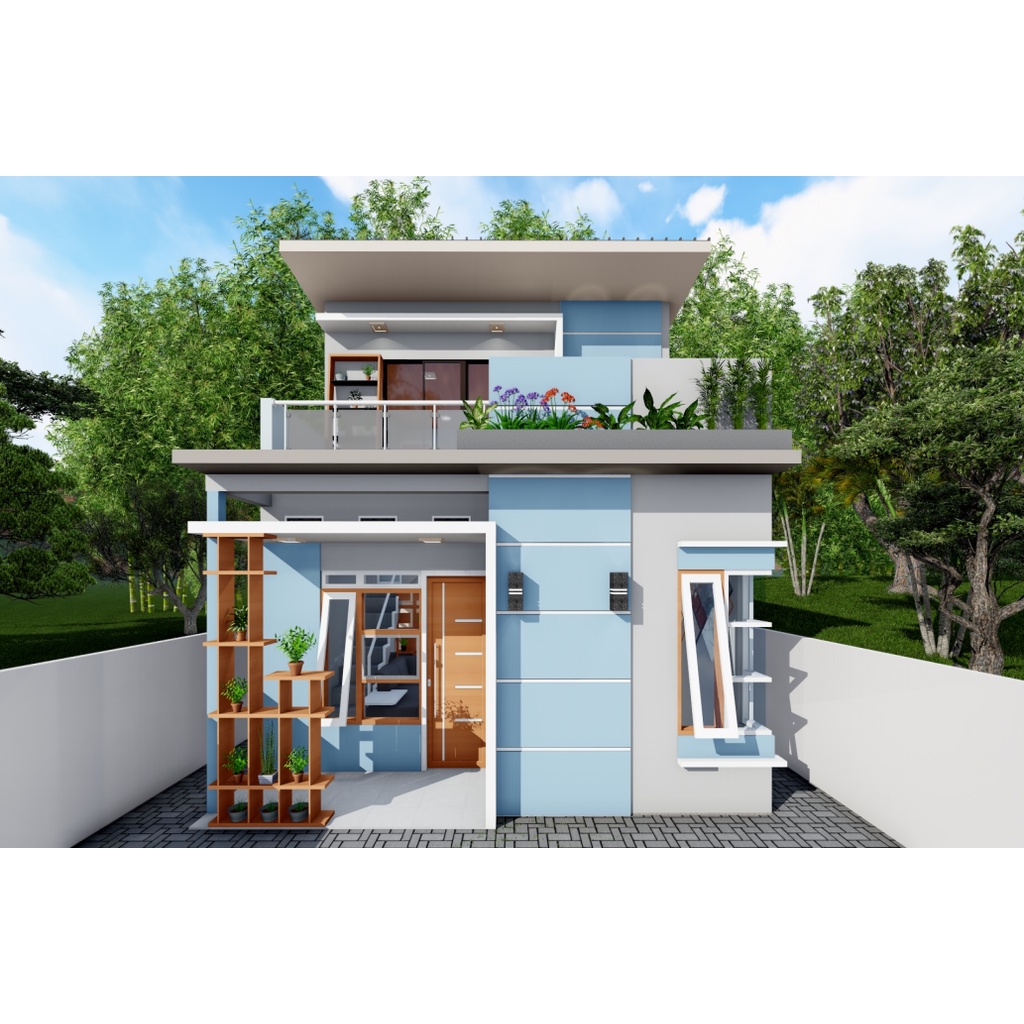 Gambar Desain rumah 4 kamar 6x10 meter + RAB