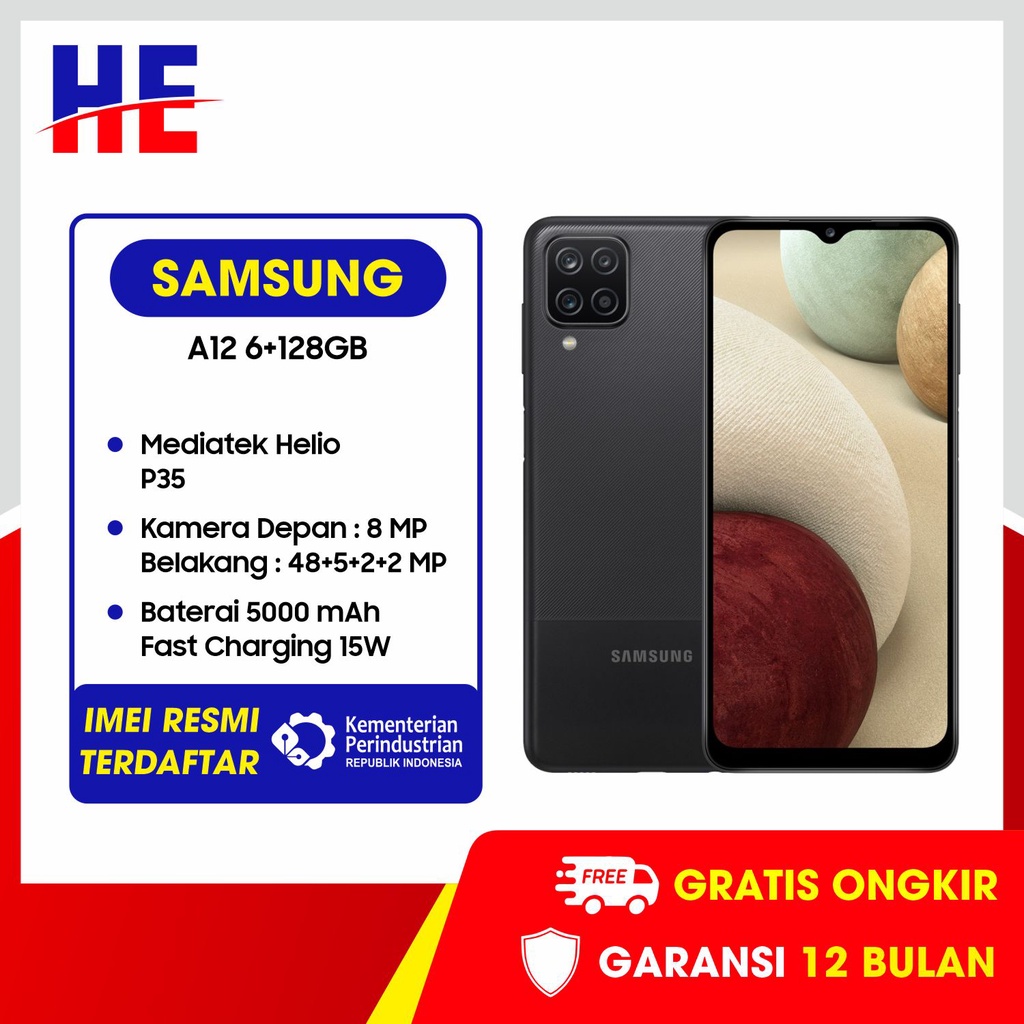 Bekas Samsung A12 4/128GB LIKE NEW Garansi 30 Hari