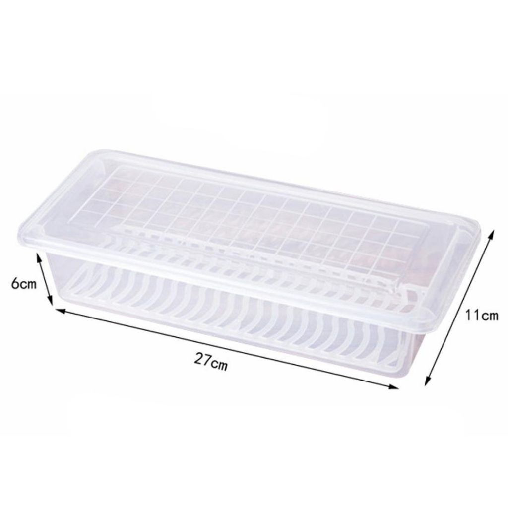 Home Kitchen  Sealed Storage Box Rectangular Refrigerator Moisture-Proof Drain Vegetable Keep Fresh Box Rack Holder OWT