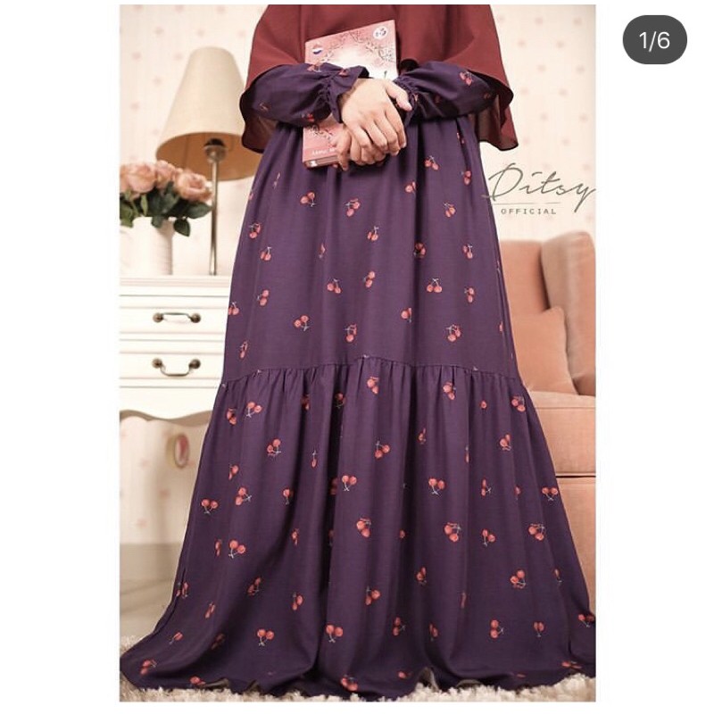 Ditsy September - Cherry Ink Purple Nightgown - Ditsy Viscose