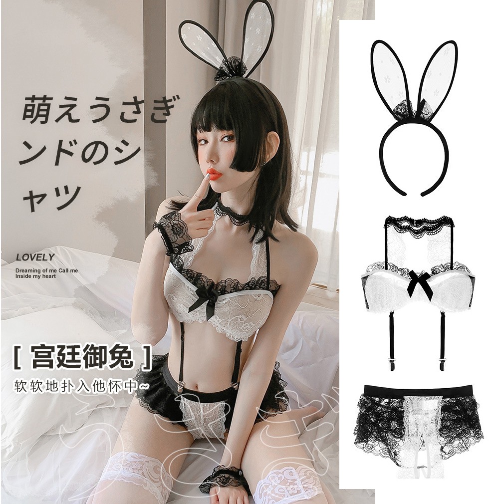 LI-58 HQ japan lingerie rabbit lace baju tidur wanita renda sexy seksi