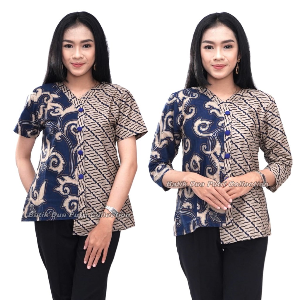Batik Wanita Atasan Lengan 7/8 dan Pendek Model Kombinasi