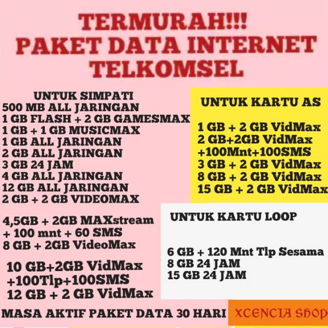 SUPER MURAH!!! PAKET DATA KUOTA TELKOMSEL 1GB 2GB 3GB 8GB 10GB 12GB | Shopee Indonesia