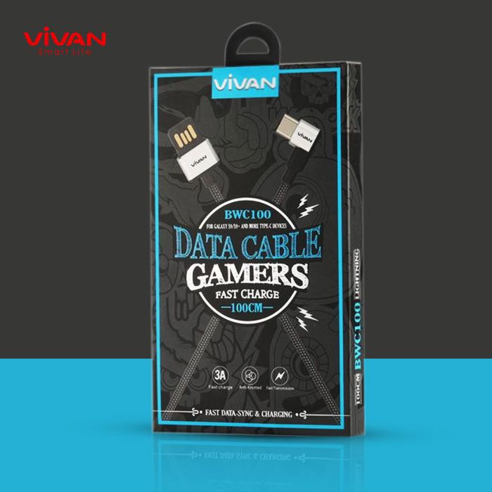 Kabel Data Vivan BWC100 USB-C 3A Android 1M Original Type C Cable Data - Garansi Resmi 1 Tahun