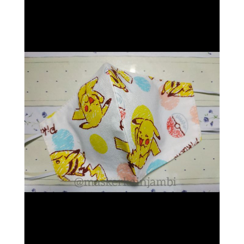 Masker Kain Katun 3 Lapis Pikachu