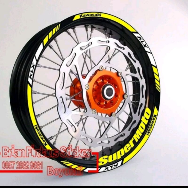 Sticker velg motor  kawasaki KLX supermoto utk velg ring 17