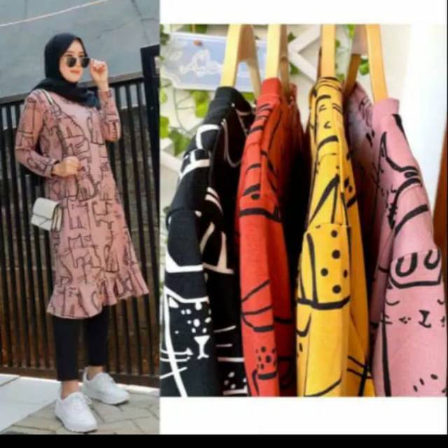 Tunic Anggora premium rempel bawah/ Tunik babytery / Tunik Motif