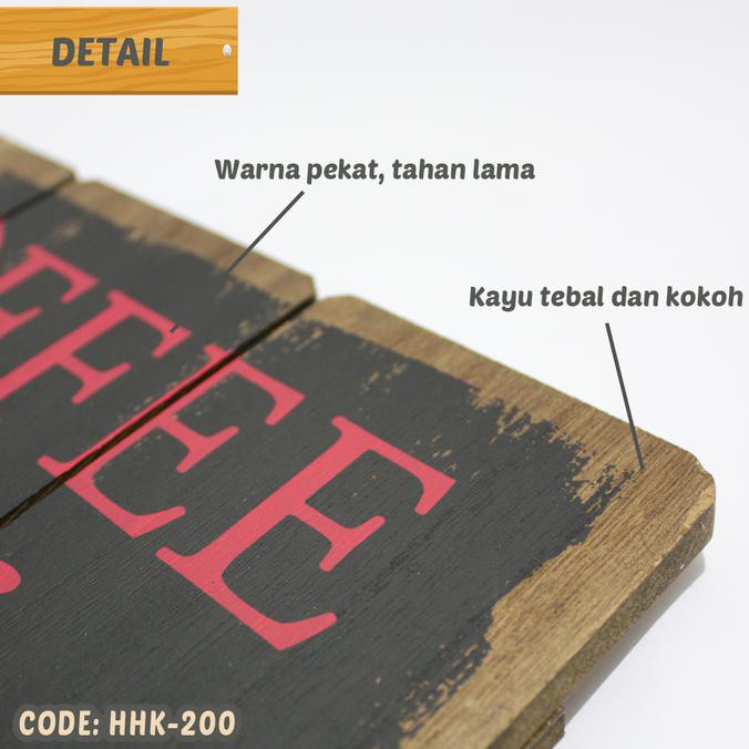 New Hiasan Dinding Kayu Sedang Coffee Pajangan Tulisan Quotes - Hhk-200