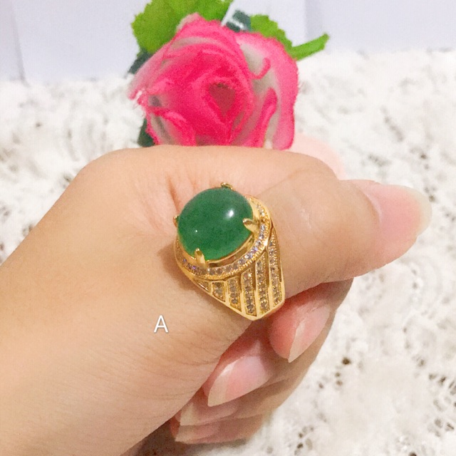 cincin giok cowok lapis emas