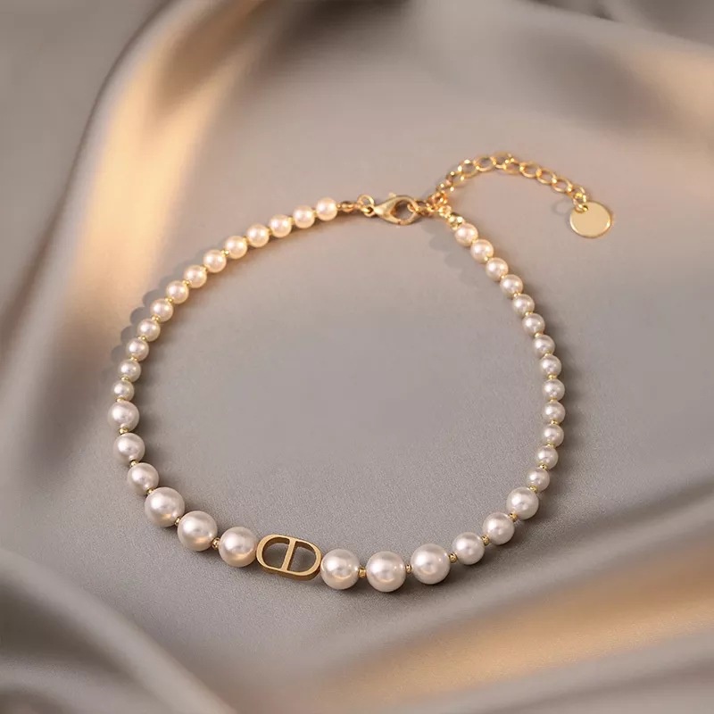 RRNS 115 KALUNG WANITA MUTIARA MEWAH FEMINIM PEARL CHOKER NECKLACE