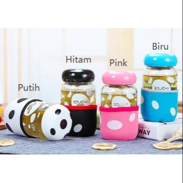 Gelas Minum Botol Minum Warna Motif Panda Boneka Kelinci Unik Lucu