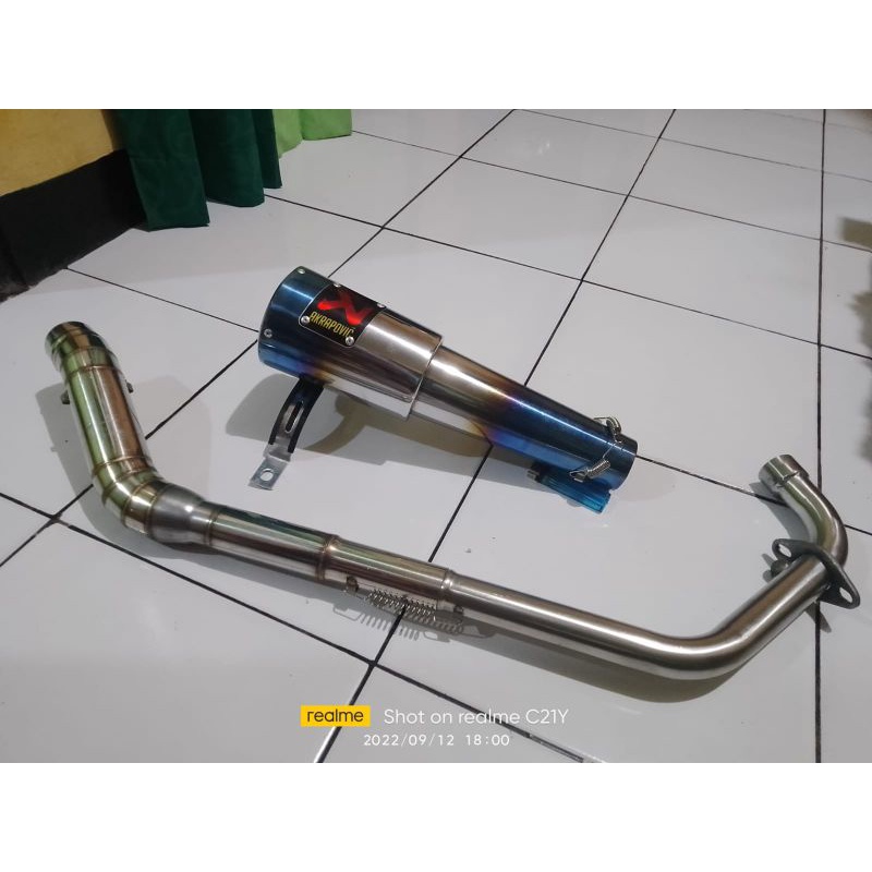 knalpot Akrapovic half blue Honda CBR 150R