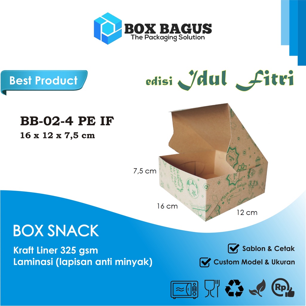 (IDUL FITRI) BOX DUS 16x12x7,5 KRAFT 325 GSM LAMINASI - KOTAK HAMPERS MAKANAN NASI ROTI KUE SNACK