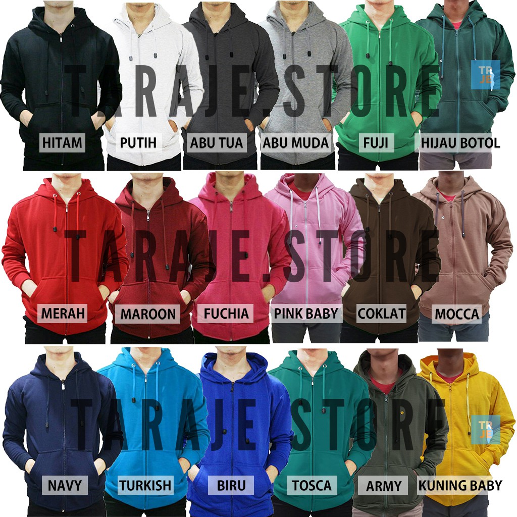 PROMO Jaket Sweater Polos Zipper Resleting Hitam Pria Wanita