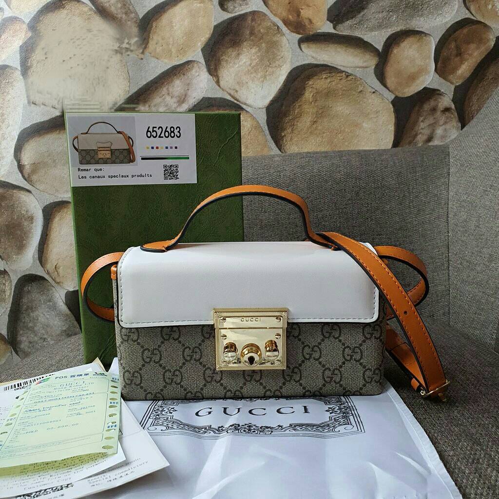 Gucci* Padlock Mini Top Handle Orange Leather AP652683 (Pls baca deskripsi lengkap)