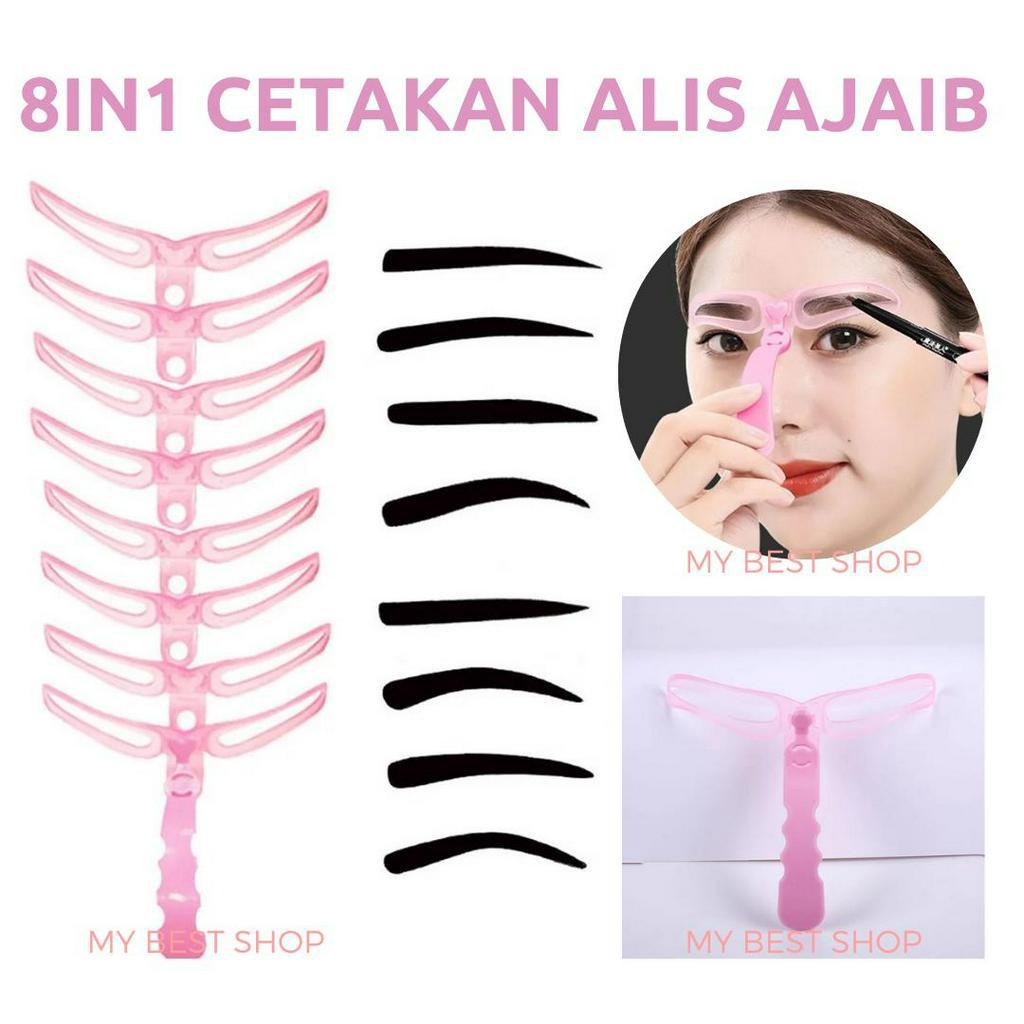 Eyebrow Template Delapan Model / Cetakan Alis 8 IN 1 Wanita