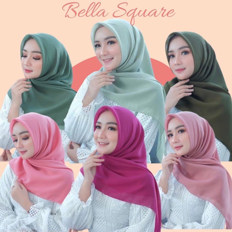 TERMURAH JILBAB BELLA SQUARE SEGI EMPAT (WARNA PART 1) / KERUDUNG BELLA SQUARE  / JILBAB BAHAN ADEM