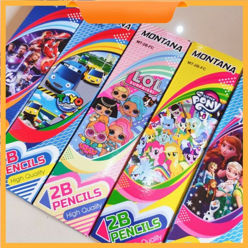 Pensil 2B Karakter / Pencil Kayu 2B Fancy Kartun Lucu (12 pcs)