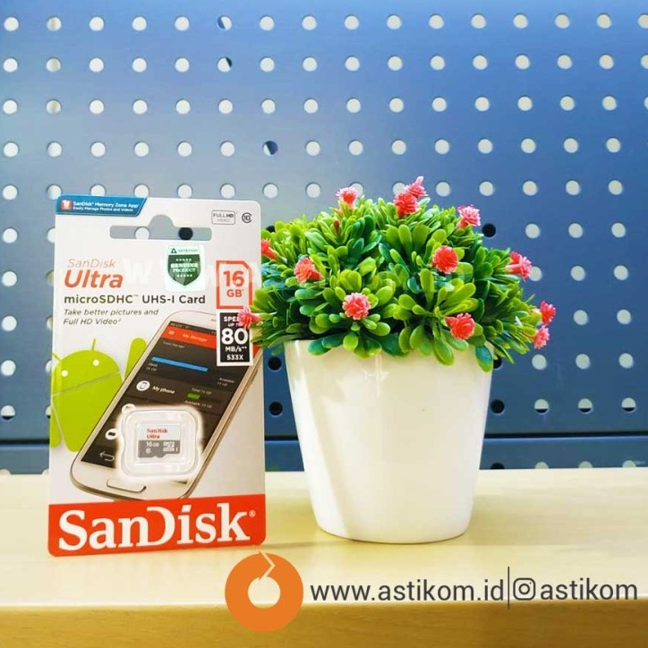 Sandisk Ultra MicroSDHC 16GB 80MB/S UHS-I C10| By Astikom