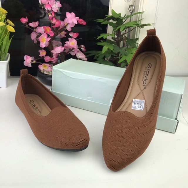 Sepatu Flat Wanita Slip On Bahan Rajut Import DO-24 Gravici