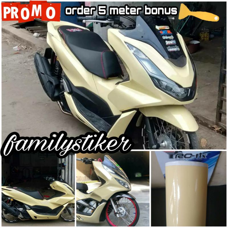 SKOTLET MOTOR WARNA CREM STIKER SKOTLET CREM GLOSY