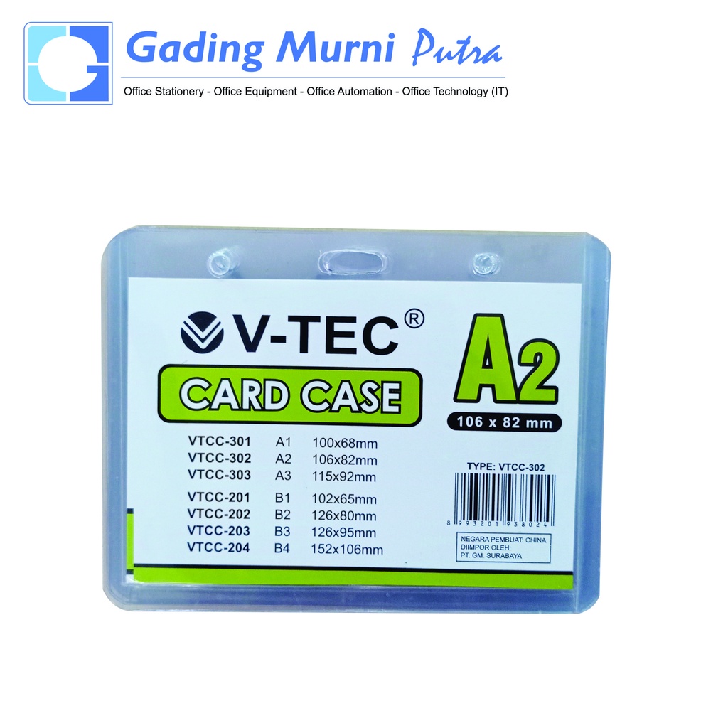 

Tempat Id Card Case A2 / Plastik Kartu Nama / Name Tag / Plastik ID Card V-Tec VTCC-302/A2 106X88MM