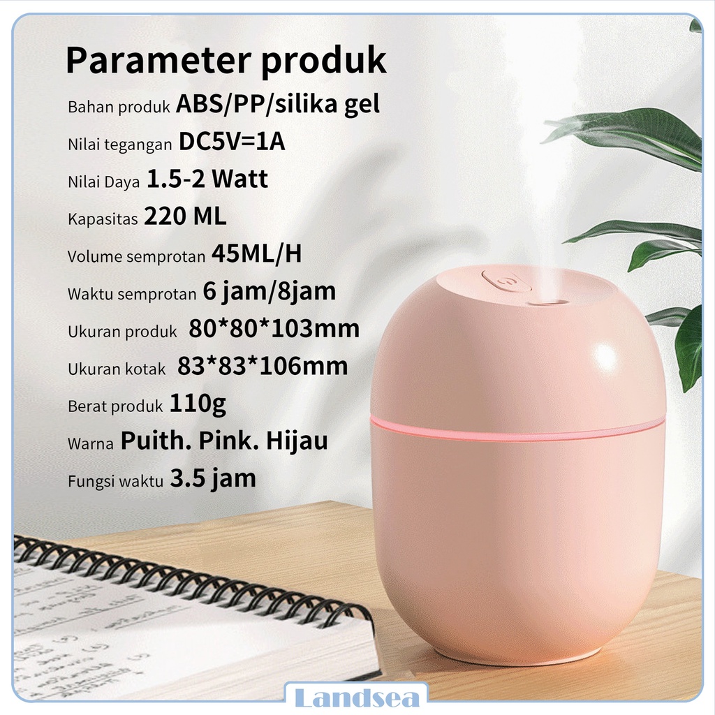 Landsea Humidifier Air 220ml Diffuser Aroma - Pelembab Udara - Terapkan ke Essential oil-4