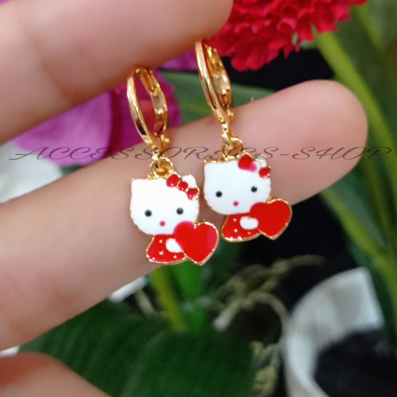 anting anak hello kitty merah anting anak terbaru