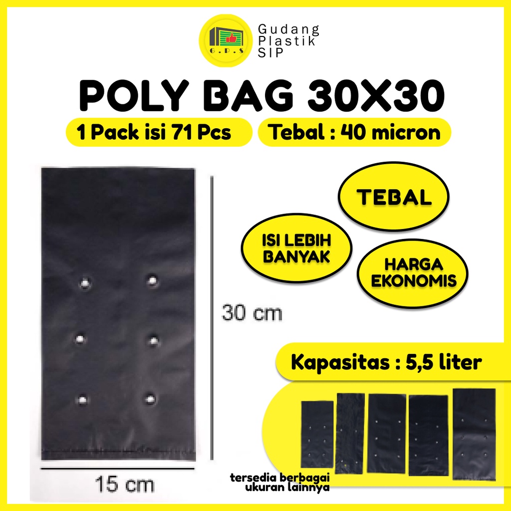 PLASTIK POLYBAG TANAMAN  30x30 cm