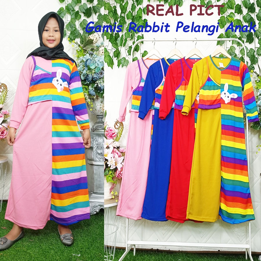 GAMIS KELINCI RABBIT PELANGI ANAK 6-12tahun GL FASHION