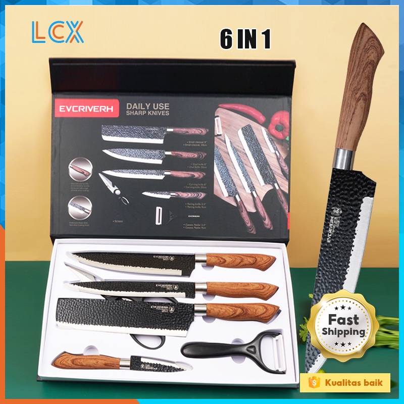 LCX PISAU SET 6 PCS / Poenscae KITCHEN KNIFE SET / Tajam Pisau Dapur Set VS-1848