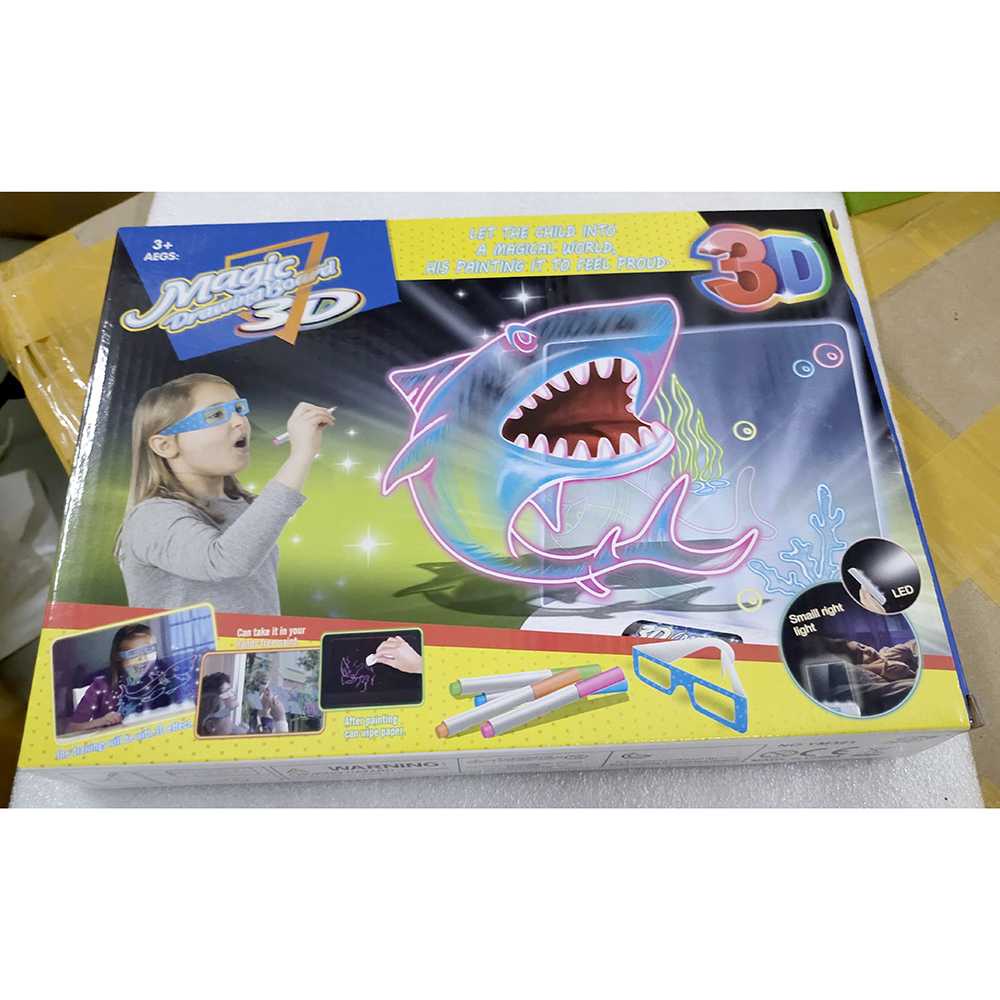 Mainan Menggambar 3D Magic Drawing Board LED