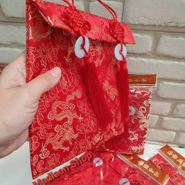 Dompet Kain Jumbo Angpao Jumbo Kain Giok Murah Amplop Kado Uang Imlek