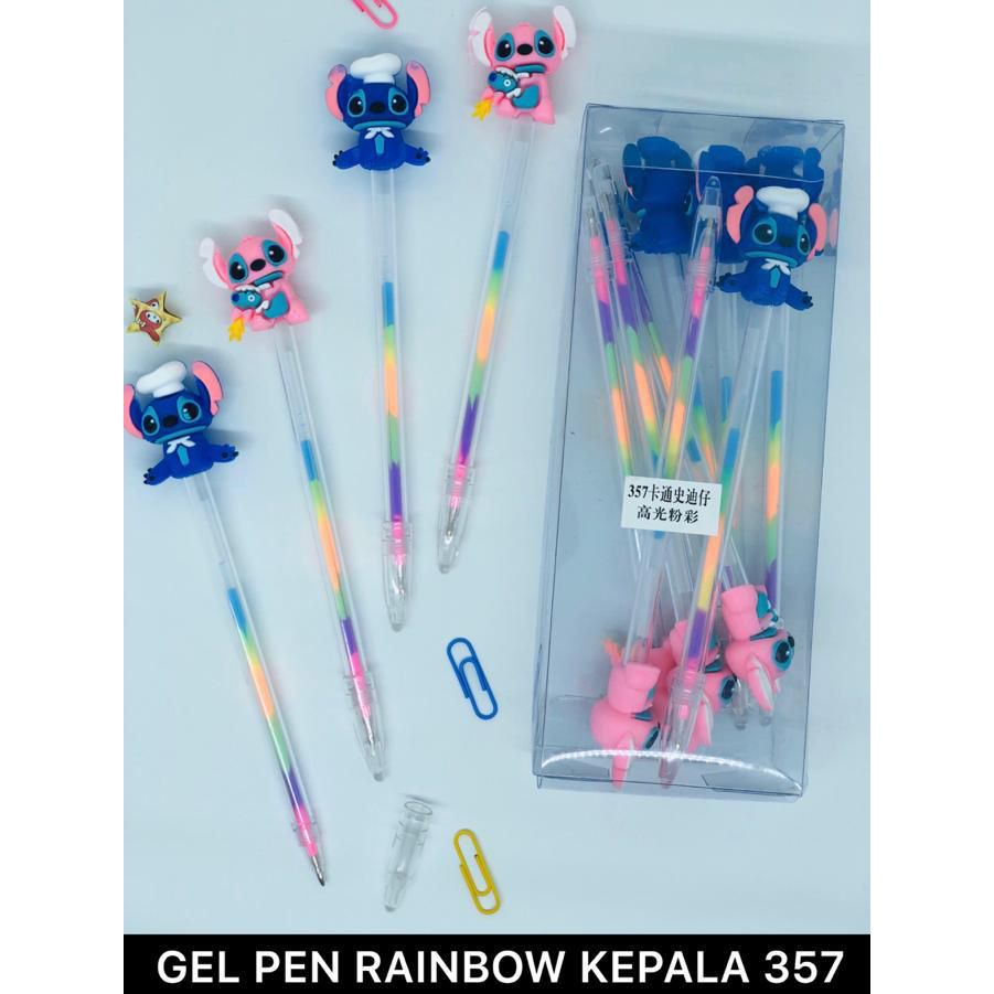 

AS888 - Pulpen / Pen GEL RAINBOW / PELANGI DENGAN KEPALA KARTUN LILO & STICH ISI 1 PCS. MURAH