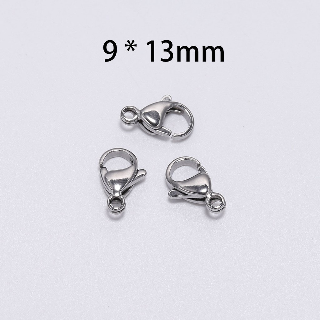 30pcs / Lot Kait Lobster Bahan Stainless Steel Ukuran 9 10 11 12 13 15mm Untuk Membuat Perhiasan