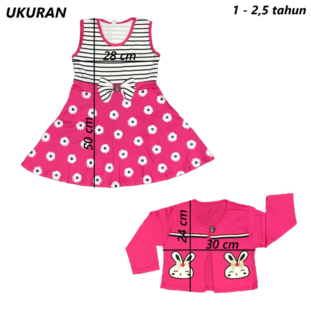 BAYIe - Baju Bayi Dress+Rompi Anak Perempuan motif  RABBIT YUNISA/Pakaian anak cewek 1-2,5 thn