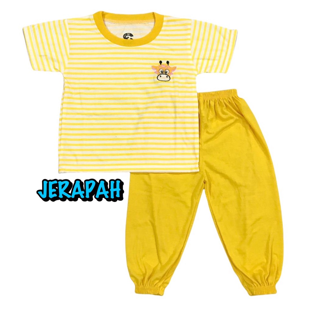 (1 KG MUAT 7 STEL) BAJU SETELAN CP JOGER FASHION OBLONG ANAK LAKI-LAKI/COWOK BAHAN KAOS KATUN BORDIR SALUR JERAPAH/GIRAFFE