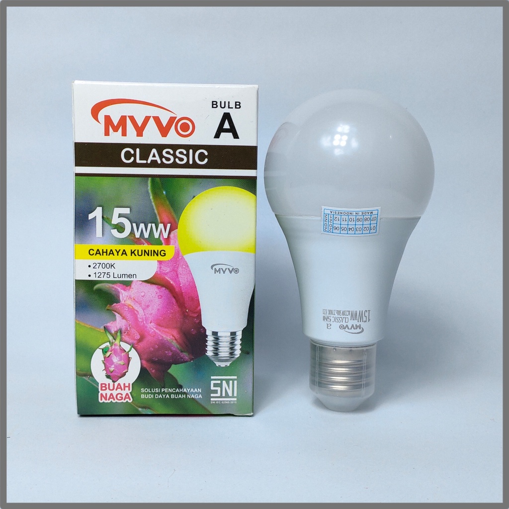 Myvo Lampu LED Bulb Classic 15 Watt - Cahaya Kuning (Warm White)