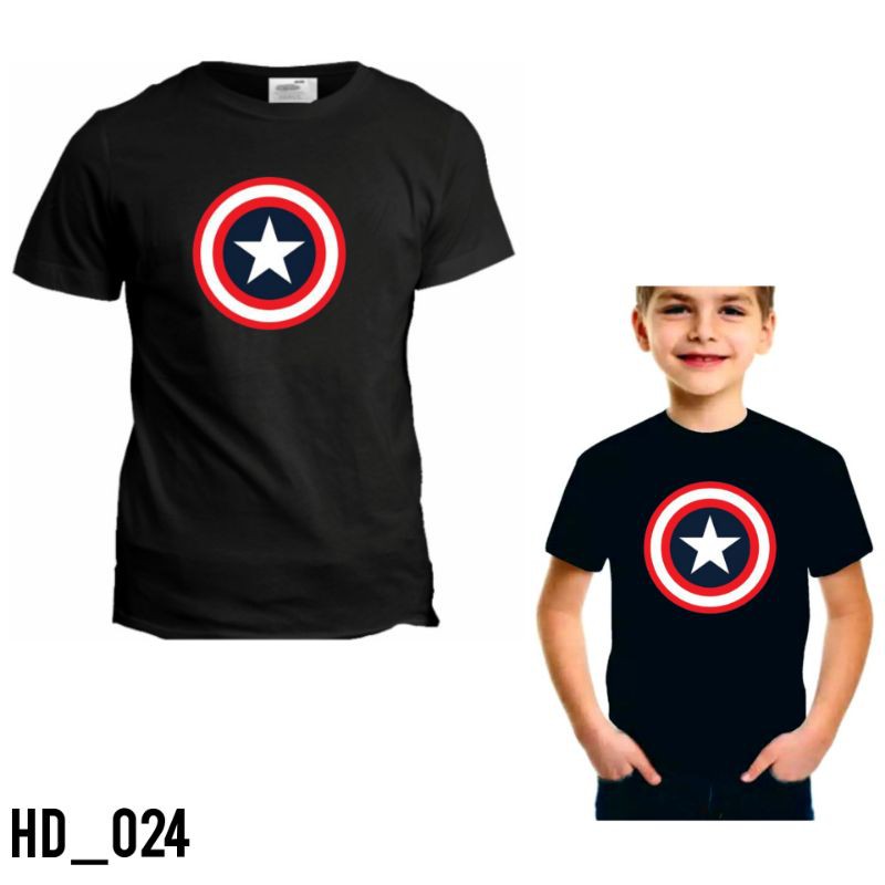 Kaos Captain America cotton combed 30s, atasan anak ibu dan ayah - baju family