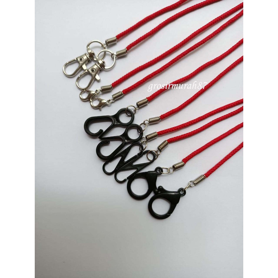 Tali masker dewasa lanyard kalung masker non elastis warna merah terang ready stok cantolan kokot cantolan besi atau plastik