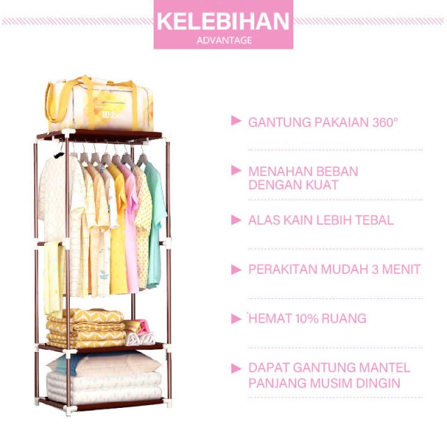 Rak Gantungan Baju Serbaguna Stand Hanger Tinggi 140cm BAHAN KOKOH AN KUAT