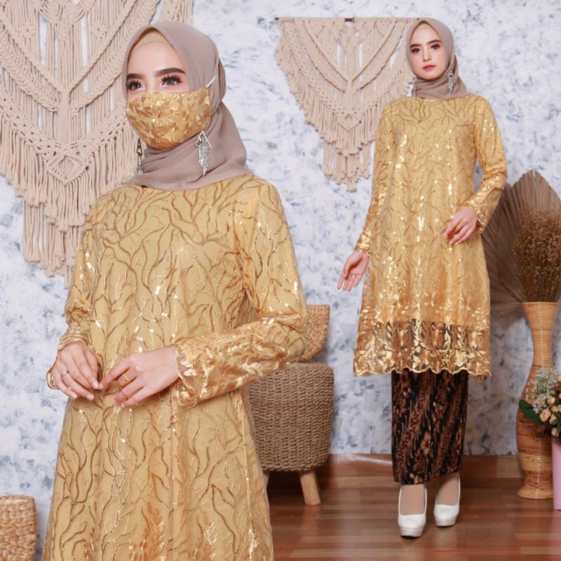 SETELAN TUNIK TULLE PREMIUM/REAL PICT/KEBAYA TULLE MODERN/KEBAYA TUNIK