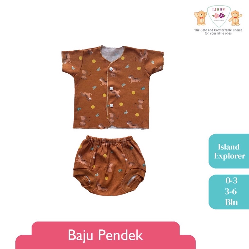 LIBBY (1 STEL) Stelan Baju Panjang &amp; Pendek Newborn/ 3-6 bulan Carnival Land (1 stel)