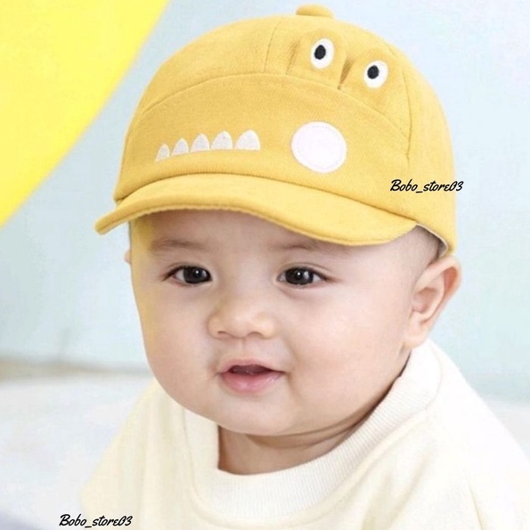 TOPI ANAK BAYI LAKI LAKI PEREMPUAN KARAKTER CRORODILE TOPI ANAK BASEBALL MOTIF ALIGATOR PREMIUM-kuning