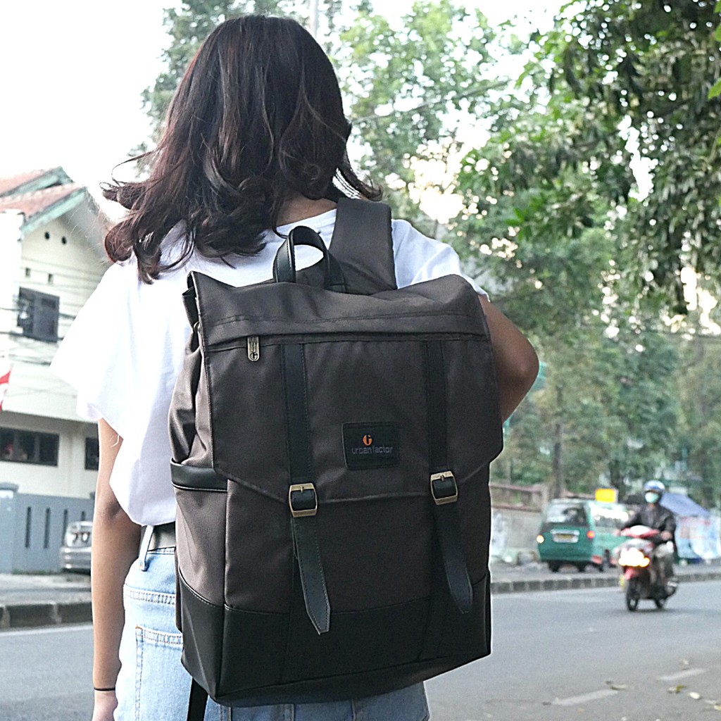 HIGHWAY BROWN |Urban Factor x FORIND| Tas Ransel Ori Bag Polos Pria Wanita Backpack Baru New Origina