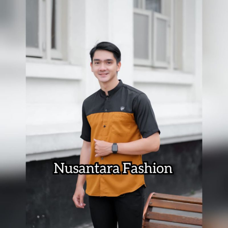 Baju Koko Dewasa Baju Koko Fashion Muslim 2022 SIZE ML XL XXL-Koko hitam mustrad