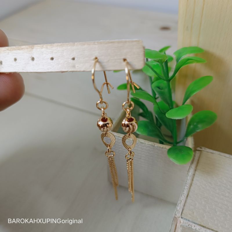 anting panjang+anting hook+anting kekinian+anting model terbaru/perhiasan lapis emas