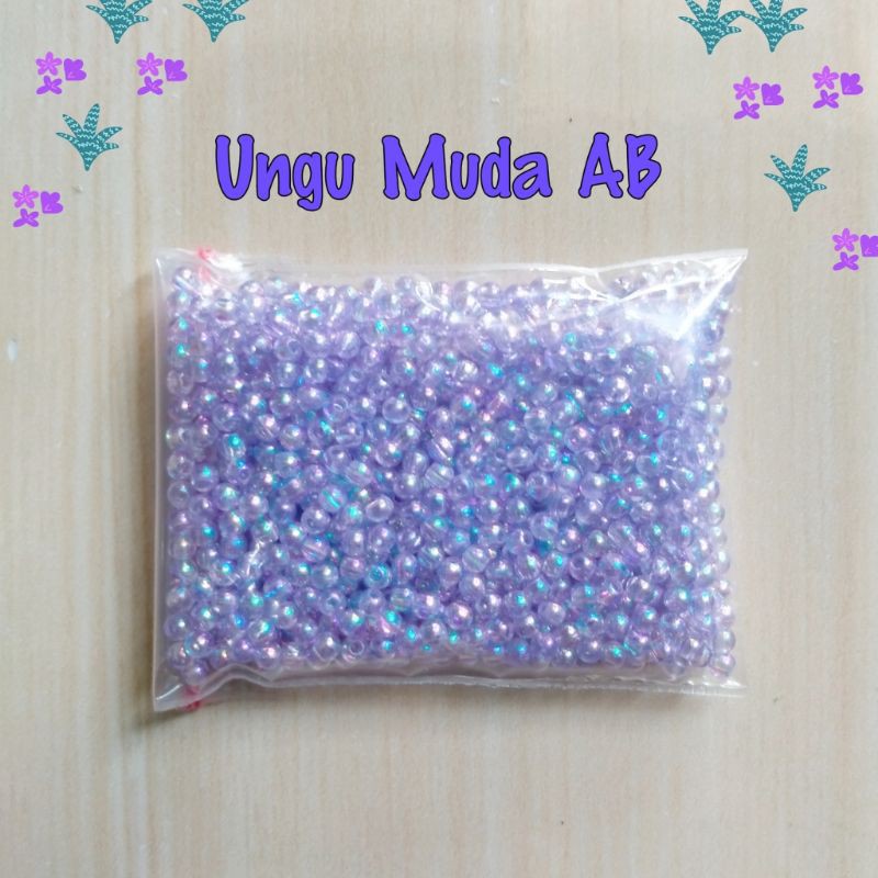 Mote Manik Mutiara Bulat 3 mm Pelangi/AB - 10 Gram