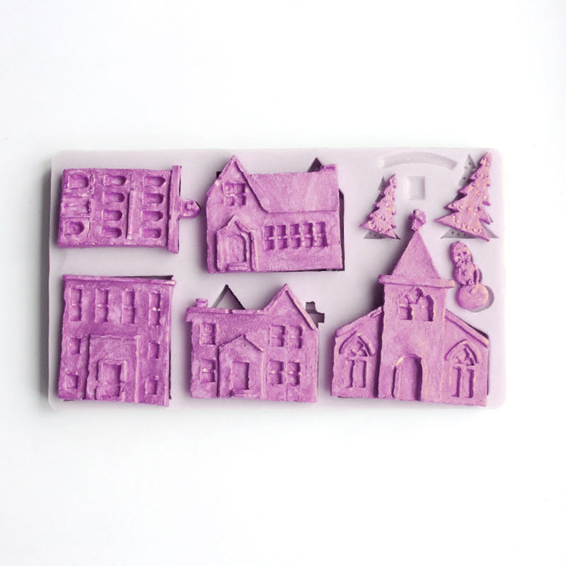 Cetakan Kue / Coklat Bentuk Rumah Natal 3D Bahan Silikon Untuk Dekorasi